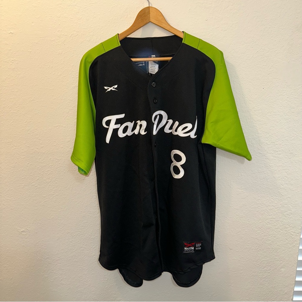 Mens Black/Green Fanduel Maxium athletic Jersey sz XL #8